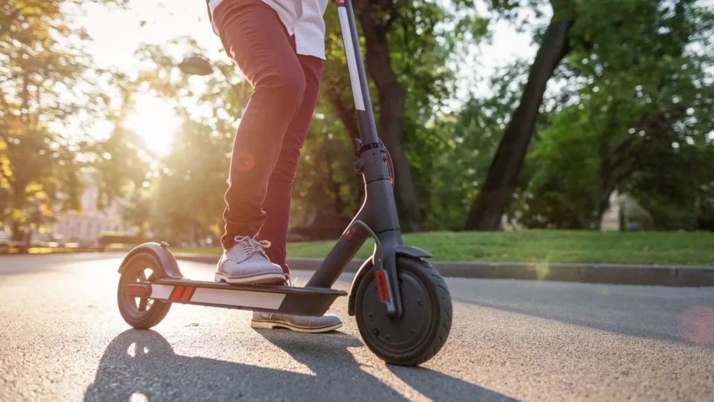 A person riding an electric scooter.