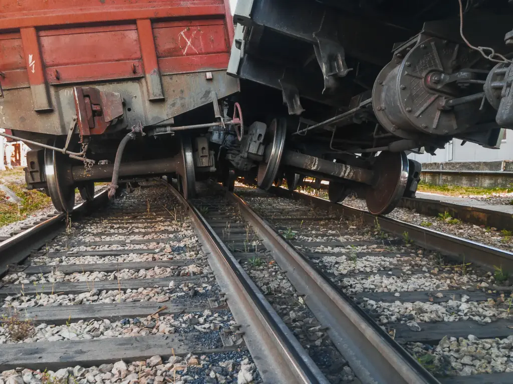 A train crashing into another train. 